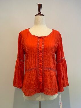 Nanette Lepore Button-Front Peasant Blouse